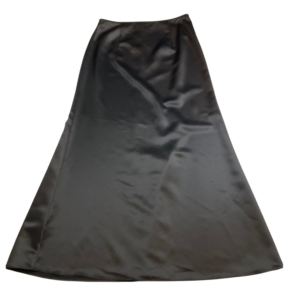 vintage 90 Scott McClintock Black Satin High Waist Pintuck Pleat Maxi Skirt Goth